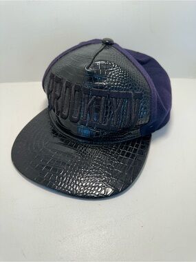 MUKA SnapBack Brooklyn Croc Embossed Headwear Baseball Adjustable Black Blue